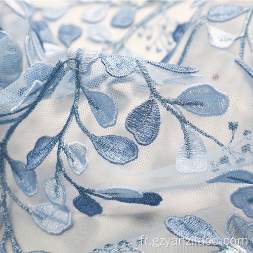 Bleu ciel Afrique Dentelle Tissu Fleur Broderie Dentelle